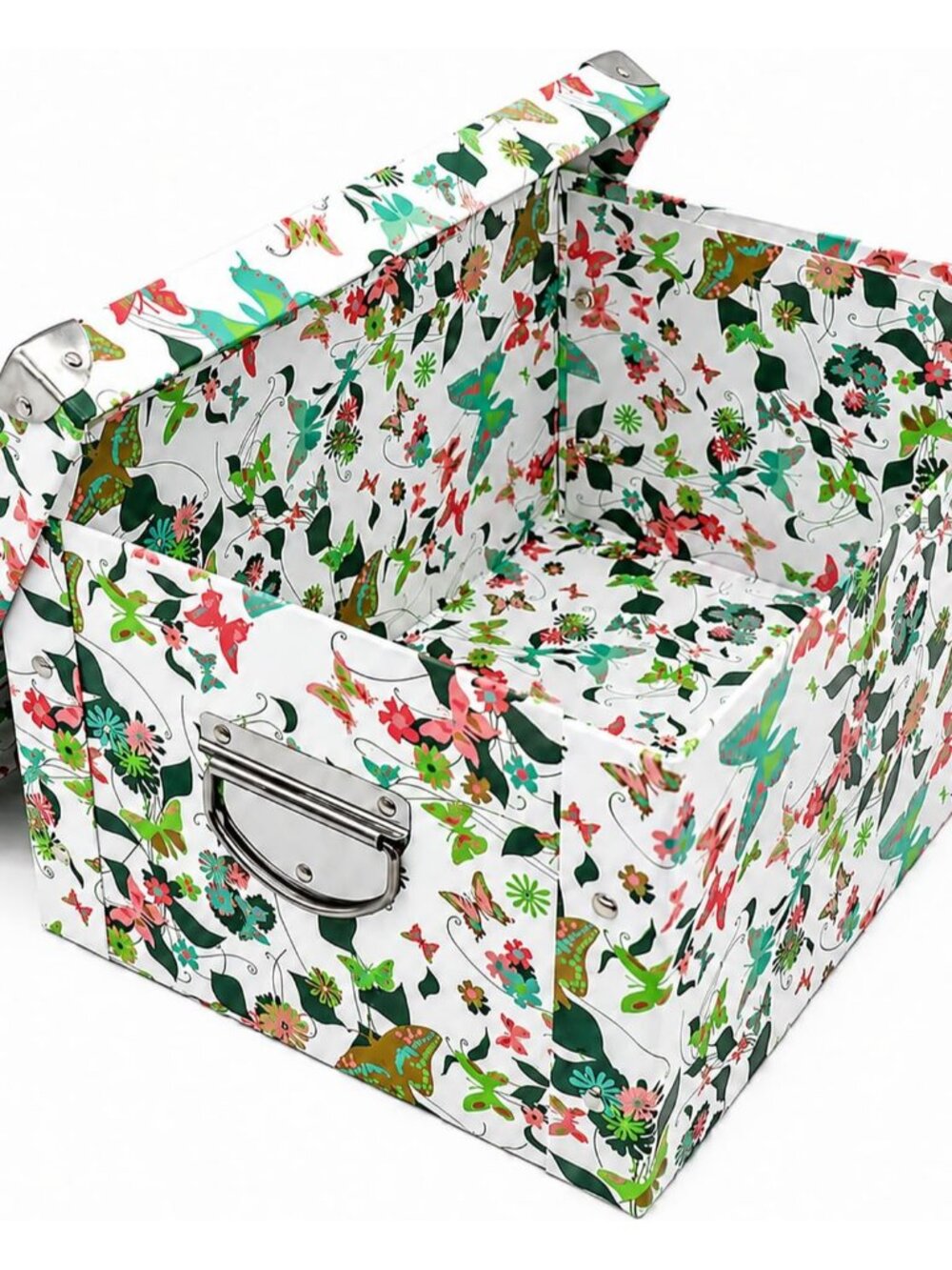 Collapsible Storage Box, Decorative Memory Box with Lid & Metal Reinforced Corne